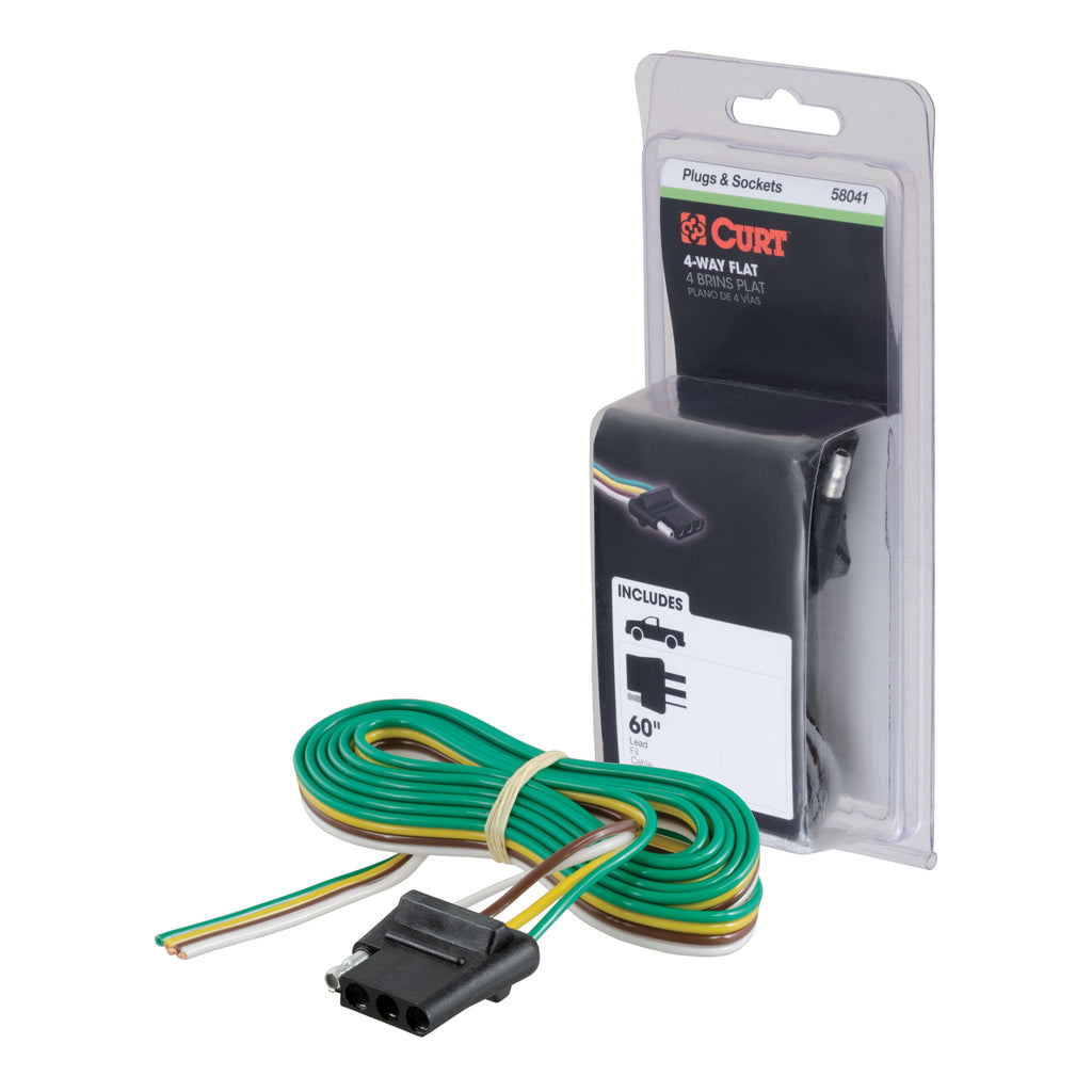 4-Way Flat Connector Socket With 60" Wires (Vehicle Side Packaged)