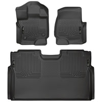 Husky Liners 94041 | Husky Liners Front & 2nd Seat Floor Liners; Front & 2nd Seat Floor Liners, Fits 15-C F150 SUPERCREW FRONT & 2ND SEAT FLOOR LINERS WEATHERBEATER SERIES BLACK