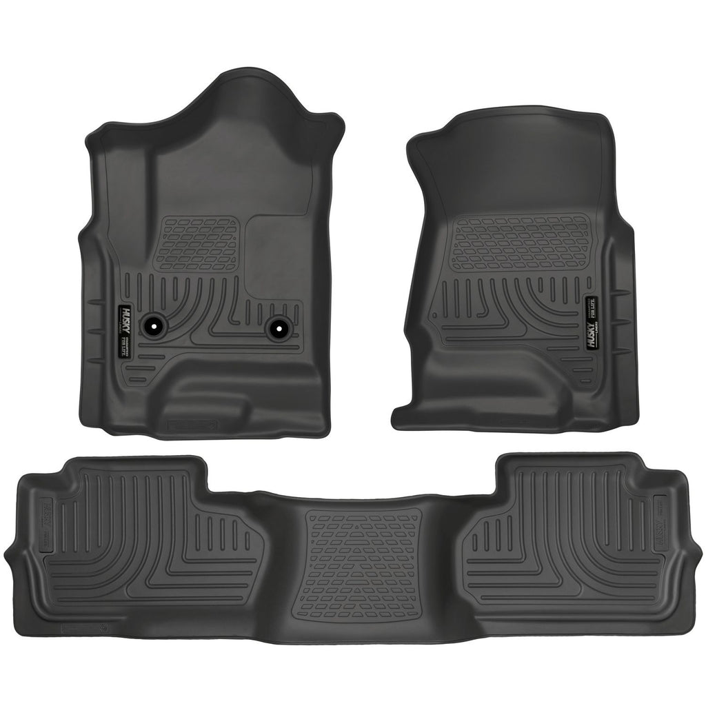 Husky Liners 98241 | Husky Liners Front & 2nd Seat Floor Liners (Footwell Coverage), Fits 14-17 SILVERADO/SIERRA 1500/2500/3500 DOUBLE CAB FRONT/2ND SEAT LINERS WEATHERBEATER