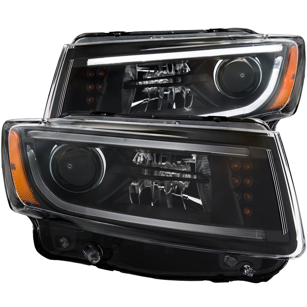 ANZO USA-111329 | Projector Headlight Set; Clear Lens; Black Housing;Pair w/Plank Style Design;