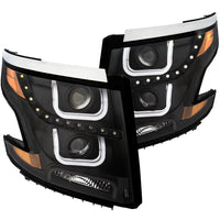 ANZO USA-111340 | Projector Headlight Set; Clear Lens; Black Housing; Amber;Pair w/U-Bar;