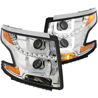 ANZO USA-111341 | Projector Headlight Set; Clear Lens; Chrome Housing; Amber;Pair w/U-Bar;