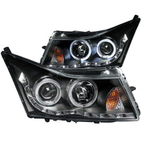 ANZO USA-121400 | Projector Headlight Set w/Halo; Clear Lens; Black Housing;Pair w/LED Eyebrow;