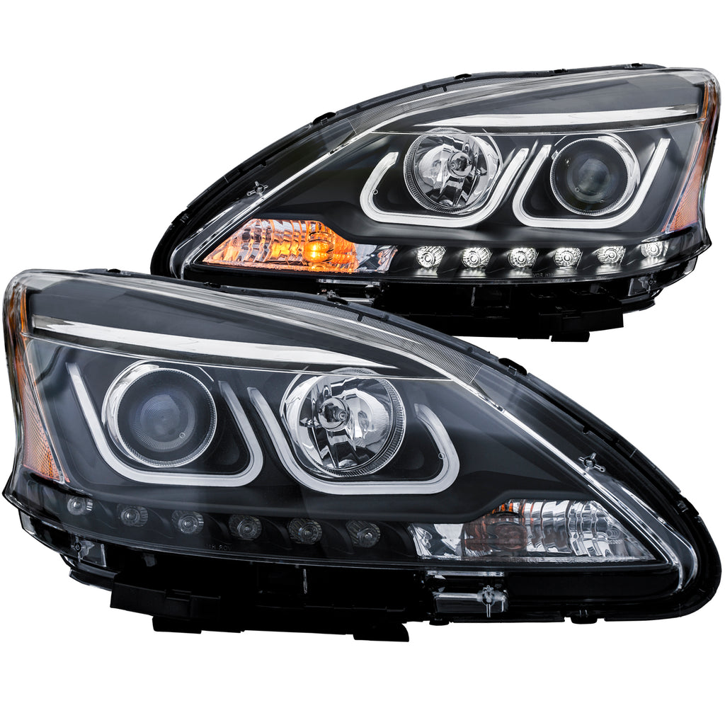 ANZO USA-121487 | Projector Headlight Set; Clear Lens; Black Housing;Pair w/U-Bar;
