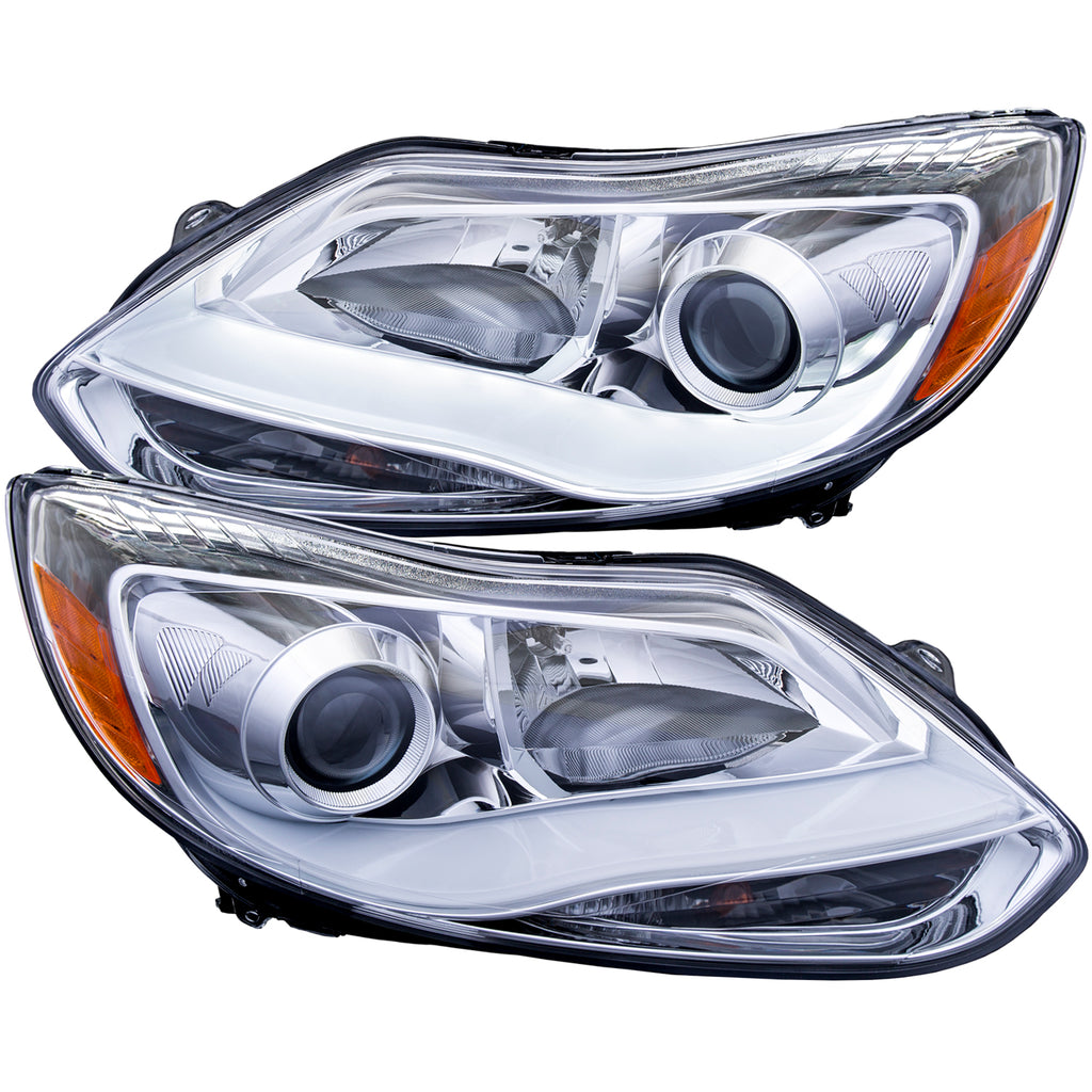 ANZO USA-121491 | Projector Headlight Set; Clear Lens; Chrome Housing;Pair w/Plank Style Design;
