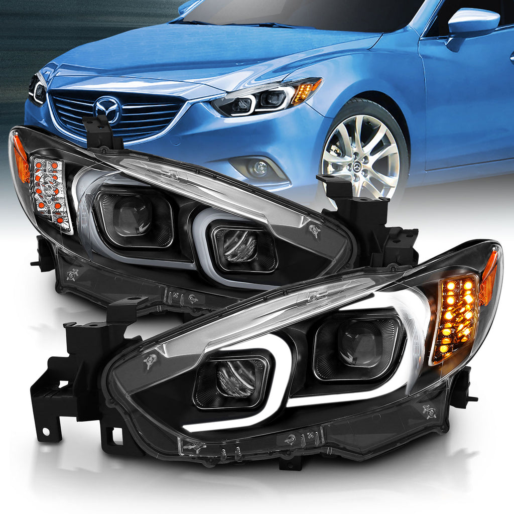 ANZO USA-121516 | Projector Headlight Set; w/Plank Style Design; Chrome;