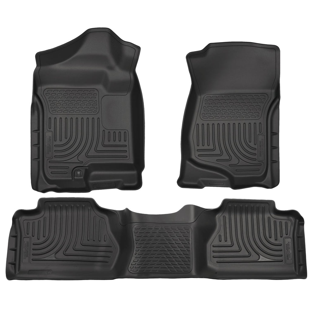 Husky Liners 98211 | Husky Liners Front & 2nd Seat Floor Liners (Footwell Coverage), Fits 07-13 SILVERADO/SIERRA 1500/07-14 2500/3500 EXT(NOT W/MANUAL SHIFTER)FRONT & 2ND SEAT FLR LINRS BLAC