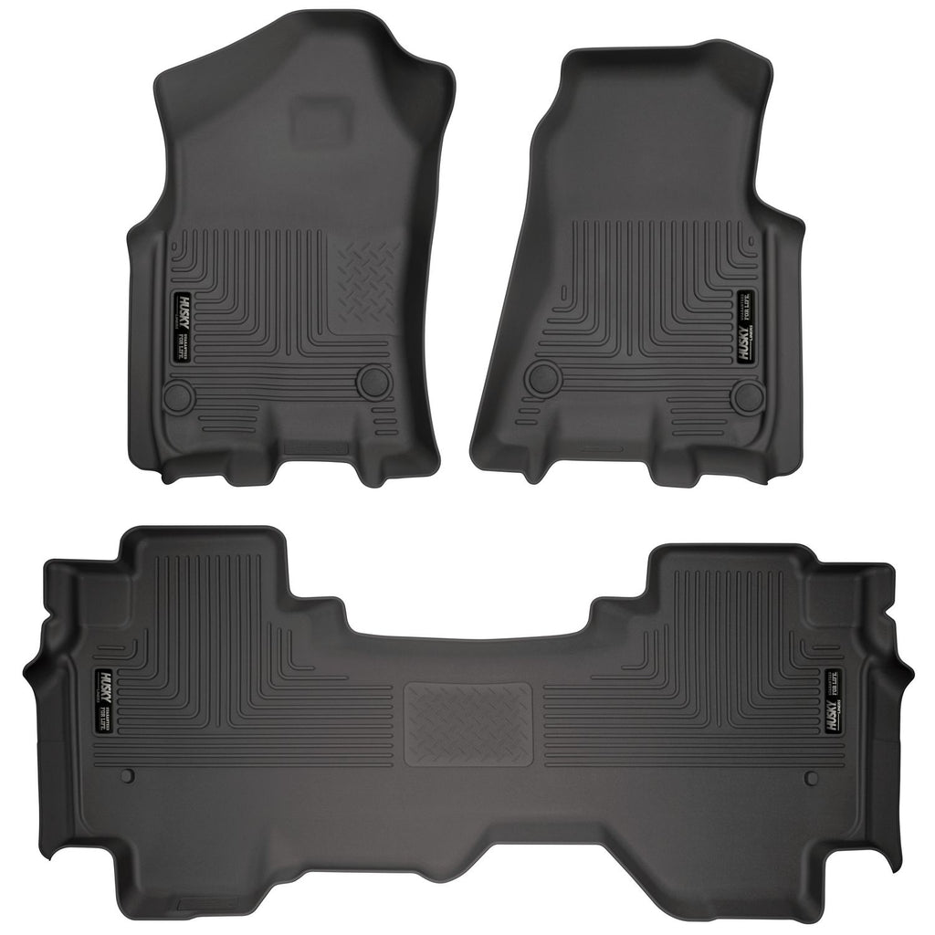 Husky Liners 94011 | Husky Liners Front & 2nd Seat Floor Liners; Front & 2nd Seat Floor Liners, Fits 19-C RAM 1500 QUAD CAB FRONT & 2ND SEAT FLOOR LINERS WEATHERBEATER SERIES BLACK