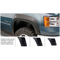 Bushwacker 40107-02 Black Extend-A-Fender Style Smooth Finish Front Fender Flares for 2007-2013 GMC Sierra 1500; 2007-2014 Sierra 2500 HD; Fits 78.7/97.6 In. Bed