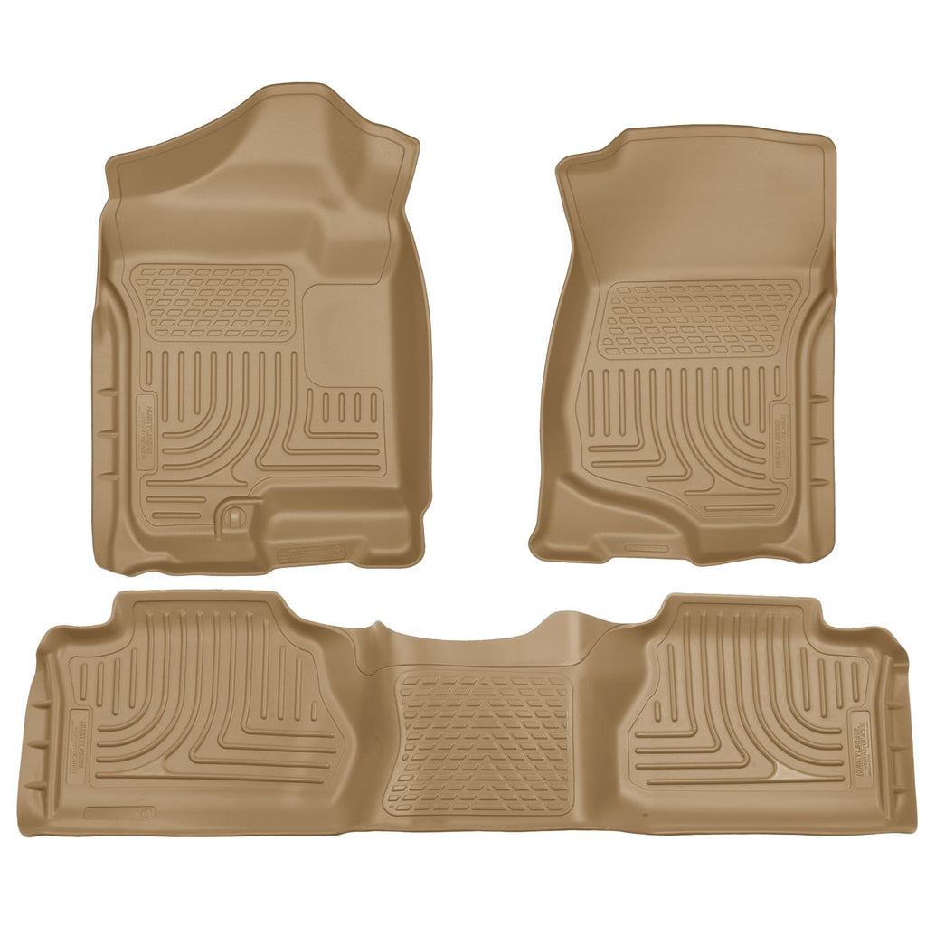 Husky Liners 98213 | Husky Liners Front & 2nd Seat Floor Liners (Footwell Coverage), Fits 07-13 SILVERADO/SIERRA 1500/07-14 2500/3500 EXT(NOT W/MANUAL SHIFTER)FRONT & 2ND SEAT FLR LINERS TAN