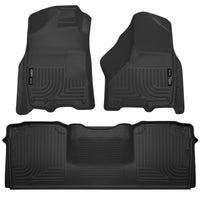 Husky Liners 99041 | Husky Liners Front & 2nd Seat Floor Liners, Fits 10-15 RAM 2500/3500 MEGA CAB WEATHERBEATER FRONT/2ND SEAT FLOOR LINERS W/1 OR 2 HOOKS BLACK
