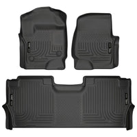 Husky Liners 94061 | Husky Liners Front & 2nd Seat Floor Liners; Front & 2nd Seat Floor Liners, Fits 17-C F250/F350/F450 SUPER DUTY SUPERCREW FRONT & 2ND SEAT FLOOR LINERS WEATHERBEATER SERIES BLACK