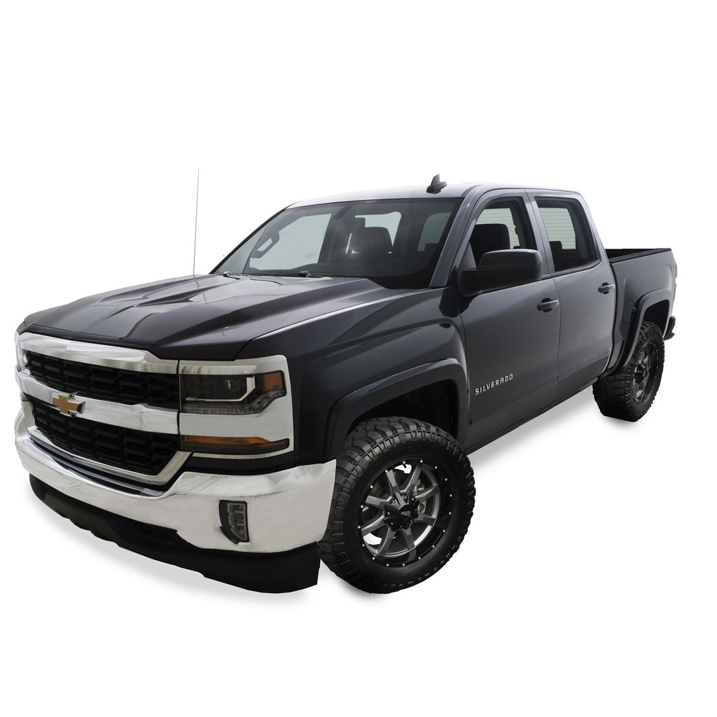 Bushwacker 40956-84 OE Style Color Matched Graphite Metallic 4-Piece Fender Flare Set for 2016-2018 Chevrolet Silverado 1500 2017-2019 Chevrolet Silverado 2500 HD/3500 HD (Excludes Dually)