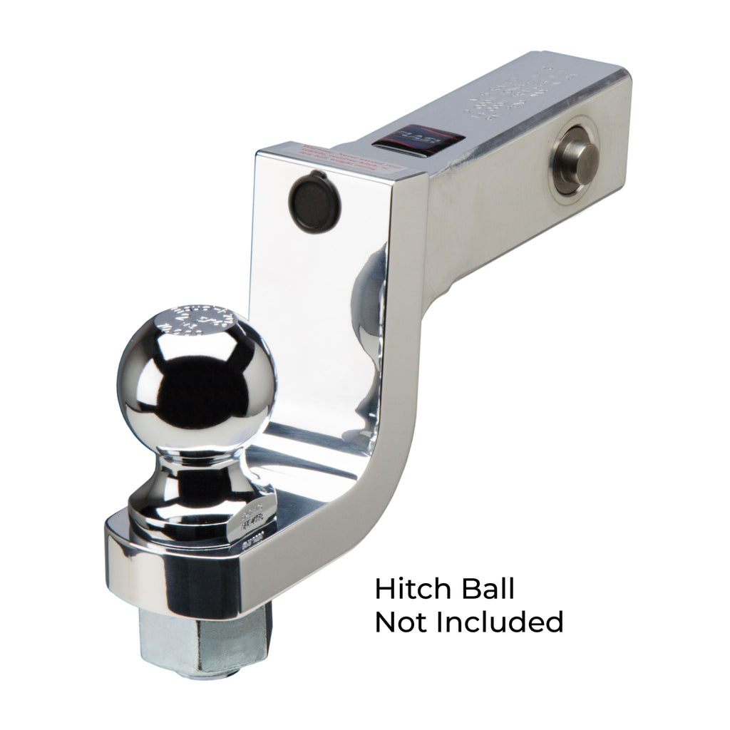Alum ball mount with integrated lock system 4'' drop 3'' rise, 1-1/4'' ball hole