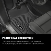 Husky Liners 94011 | Husky Liners Front & 2nd Seat Floor Liners; Front & 2nd Seat Floor Liners, Fits 19-C RAM 1500 QUAD CAB FRONT & 2ND SEAT FLOOR LINERS WEATHERBEATER SERIES BLACK