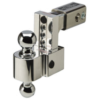 ALBM adj. alum. ball mount, built-in locks, 4'' drop fits 2.5'' receiver, stnls.