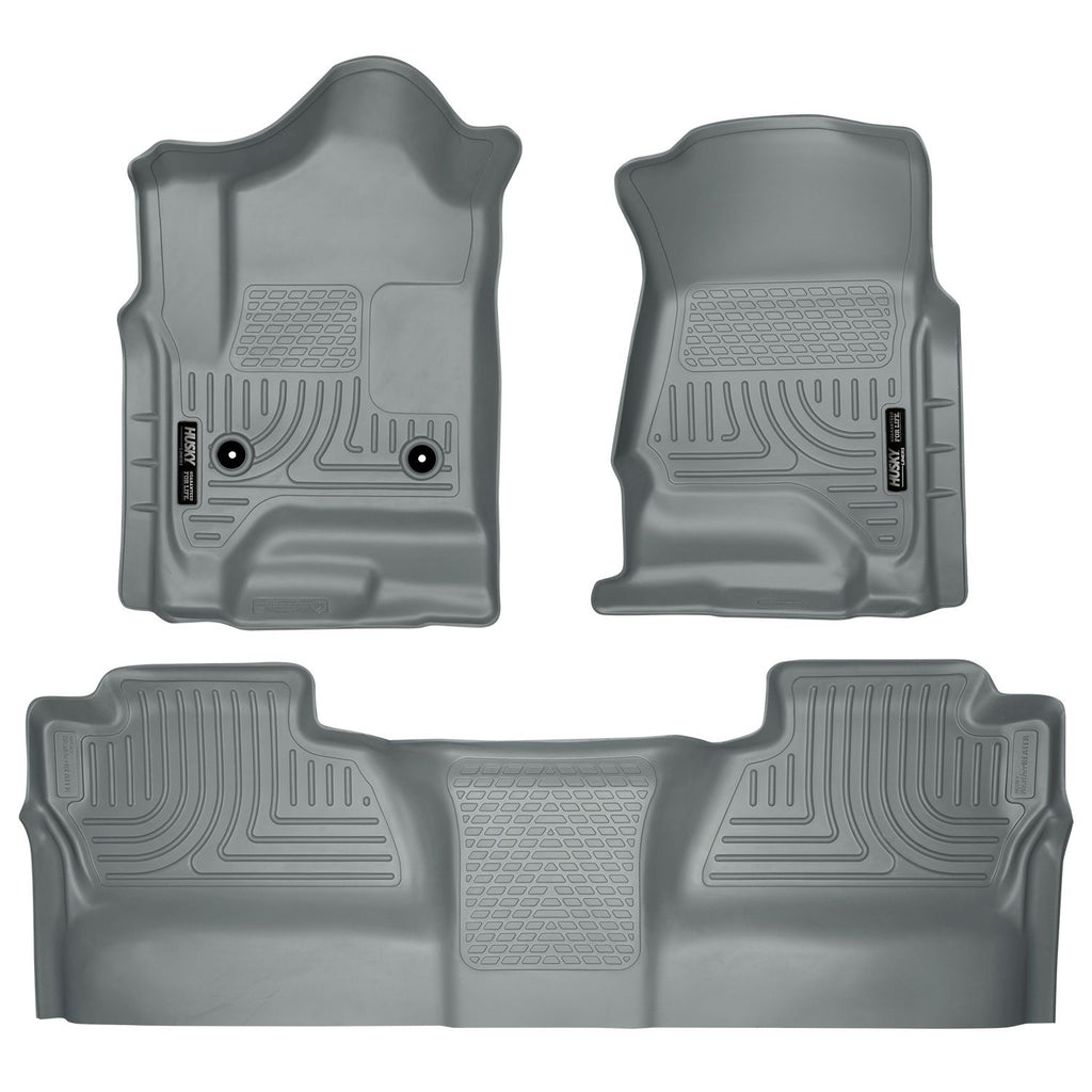 Husky Liners 98232 | Husky Liners Front & 2nd Seat Floor Liners (Footwell Coverage), Fits 14-17 SILVERADO/SIERRA CREW CAB FRONT/2ND SEAT FLOOR LINERS, 2ND ROW ONLY COVERS FOOTWELL GREY