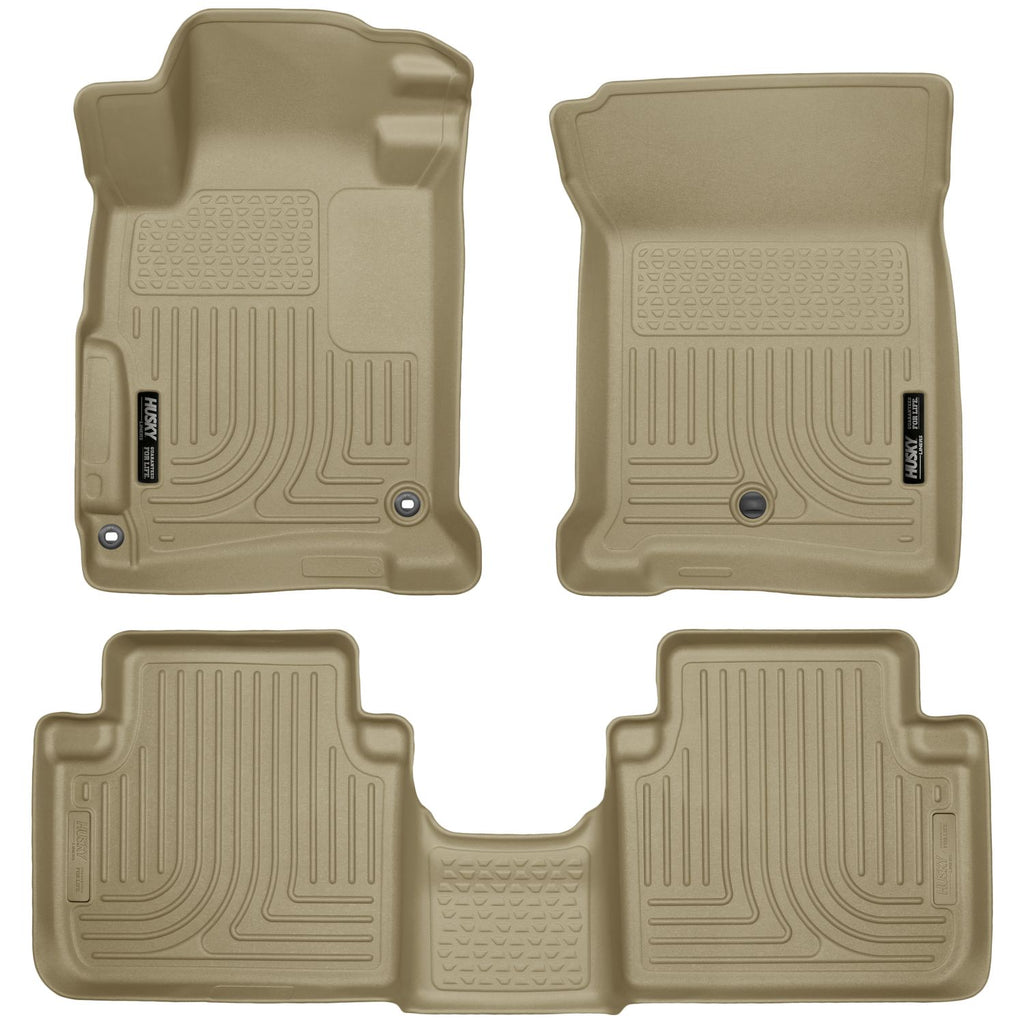 Husky Liners 98483 | Husky Liners Front & 2nd Seat Floor Liners, Fits 13-17 ACCORD 4-DOOR SEDAN ONLY FRONT/2ND SEAT LINERS WEATHERBEATER TAN