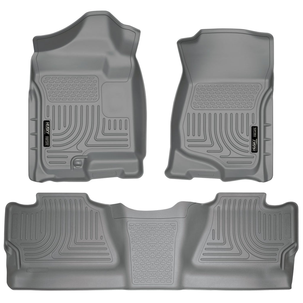 Husky Liners 98202 | Husky Liners Front & 2nd Seat Floor Liners (Footwell Coverage), Fits 07-13 SILVERADO/SIERRA 1500/07-14 2500/3500 CREW(NOT W/MANUAL SHIFTER)FRONT & 2ND SEAT FLR LNRS GREY