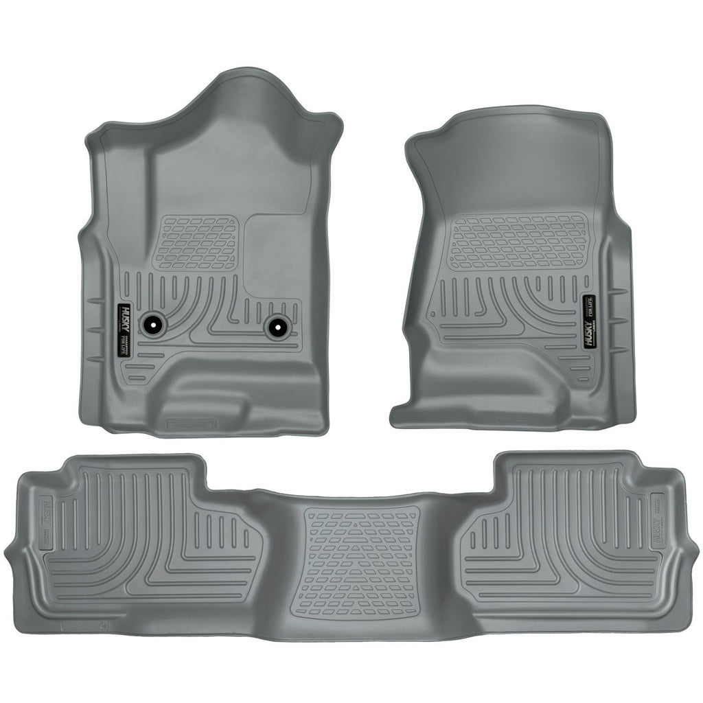 Husky Liners 98242 | Husky Liners Front & 2nd Seat Floor Liners (Footwell Coverage), Fits 14-17 SILVERADO/SIERRA 1500/2500/3500 DOUBLE CAB FRONT/2ND SEAT LINERS WEATHERBEATER GREY