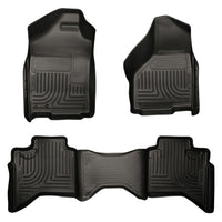 Husky Liners 98031 | Husky Liners Front & 2nd Seat Floor Liners; Front & 2nd Seat Floor Liners, Fits 02-08 RAM 1500 QUAD/03-09 RAM 2500/3500 QUAD CAB WEATHERBEATERS FRONT & 2ND SEAT FLOOR LINERS BLACK