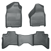 Husky Liners 98032 | Husky Liners Front & 2nd Seat Floor Liners; Front & 2nd Seat Floor Liners, Fits 02-08 RAM 1500 QUAD/03-09 RAM 2500/3500 QUAD CAB WEATHERBEATERS FRONT & 2ND SEAT FLOOR LINERS GREY