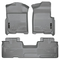 Husky Liners 98342 | Husky Liners Front & 2nd Seat Floor Liners (Footwell Coverage), Fits 09-14 F150 SUPERCAB WEATHERBEATER FRONT/2ND SEAT FLOOR LINERS GREY
