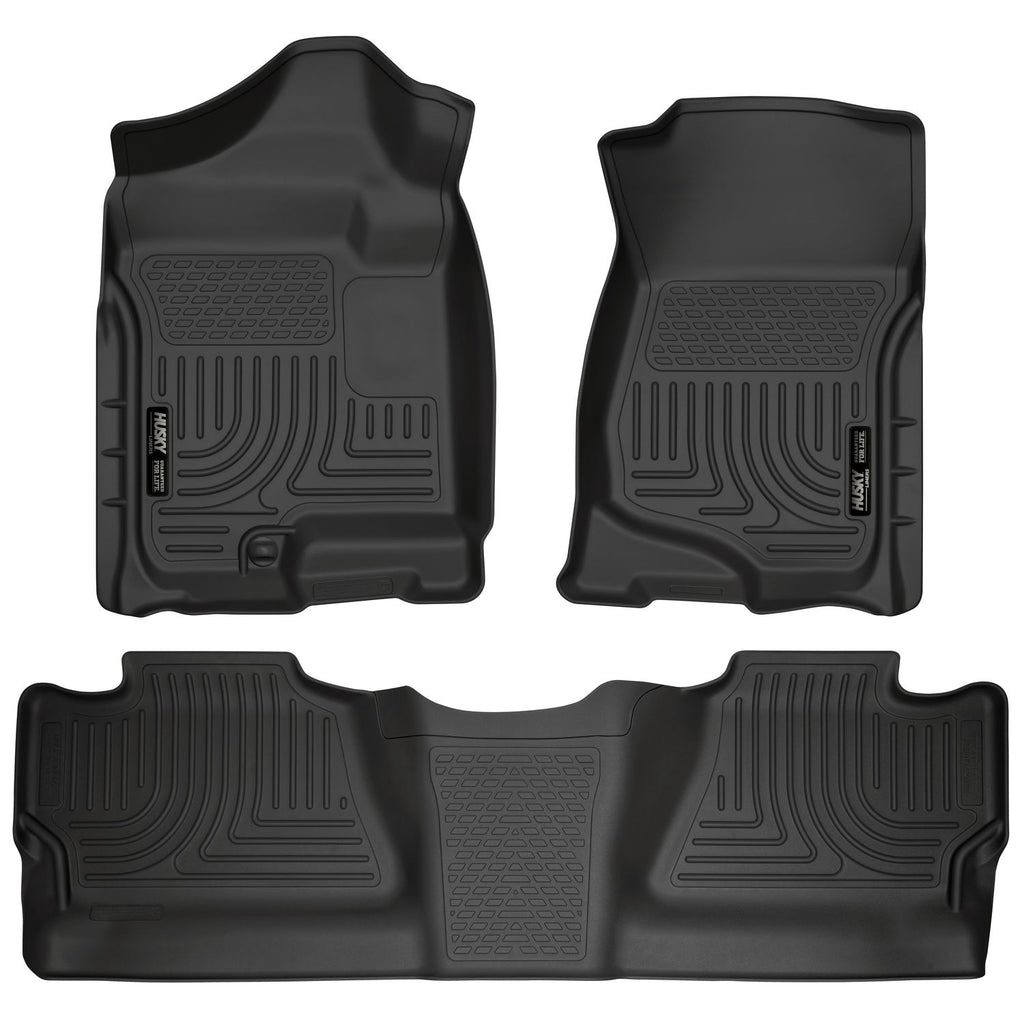 Husky Liners 98201 | Husky Liners Front & 2nd Seat Floor Liners (Footwell Coverage), Fits 07-13 SILVERADO/SIERRA 1500/07-14 2500/3500 CREW(NOT W/MANUAL SHIFTER)FRONT & 2ND SEAT FLR LNRS BLaC