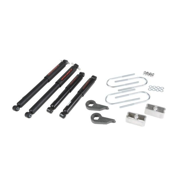 BELLTECH 635ND LOWERING KITS  Front And Rear Complete Kit W/ Nitro Drop 2 Shocks 1982-1997 Chevrolet S10/S15 Pickup Blazer (4WD) 1 in. to 3 in. F/2 in. R drop 91-93 Typhoon/Syclone 1 in. or 2 in. F/2 in. R drop W/ Nitro Drop II Shocks