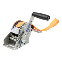 Hand Crank Winch With 15' Strap & Bow Loop (900 Lbs 6.5" Handle)