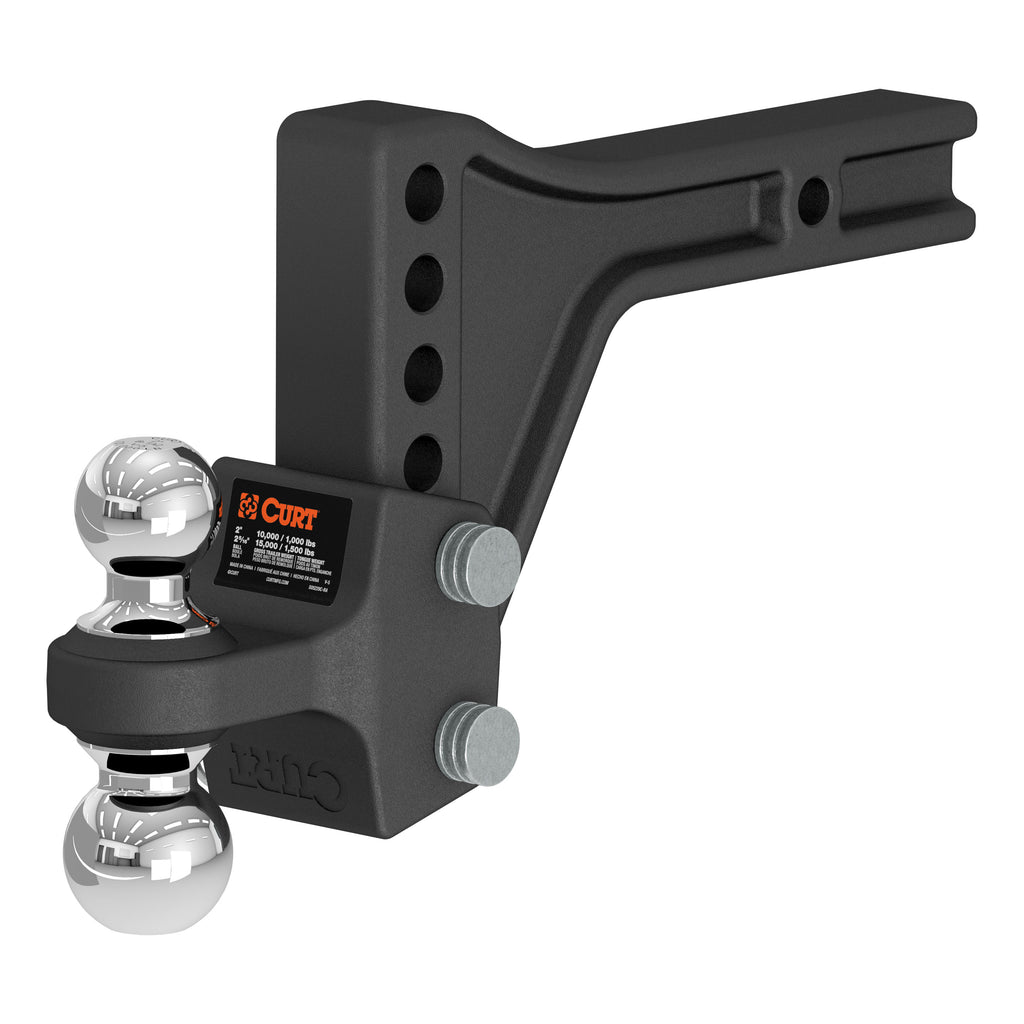 Adjustable Trailer Hitch Ball Mount With Dual Ball 2" Shank 15K