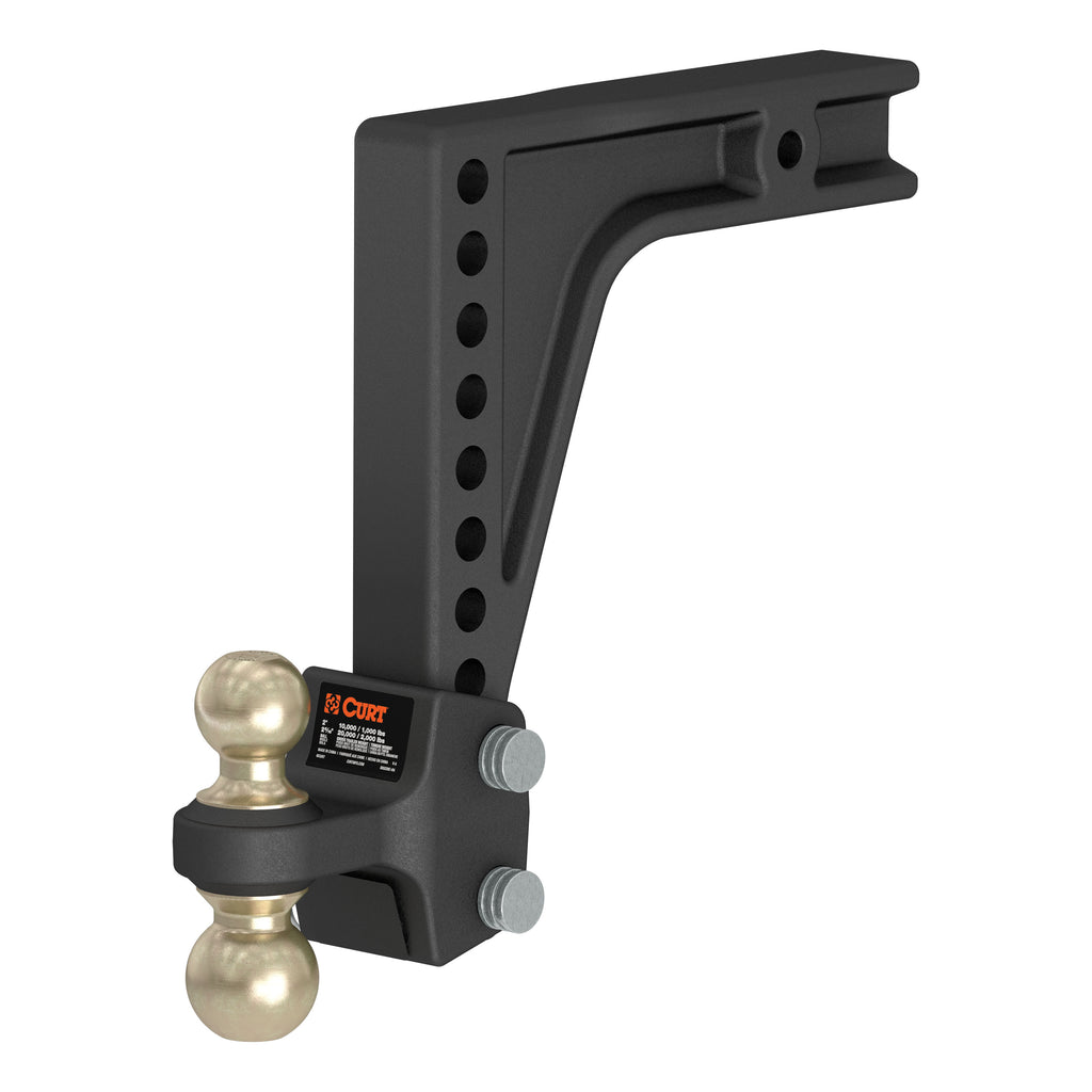 HD Deep-Drop Adjustable Hitch Ball Mount With Dual Ball 2-1/2" Shank 20K