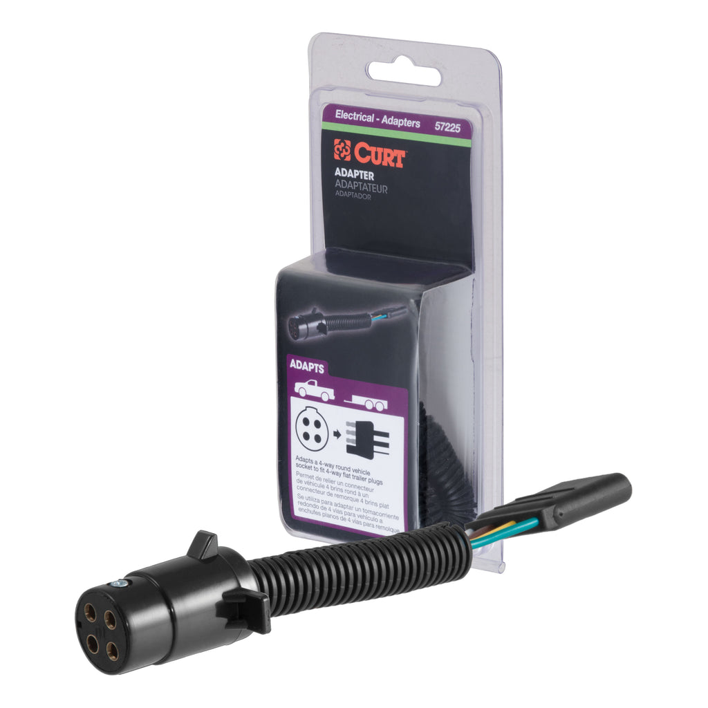 Electrical Adapter (4-Way Round Vehicle To 4-Way Flat Trailer Packaged)