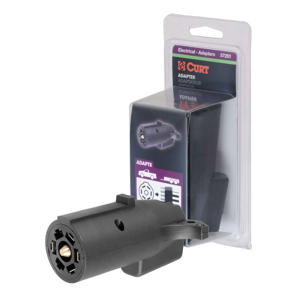 Electrical Adapter (7-Way RV Blade Vehicle To 5-Way Flat Trailer Packaged)