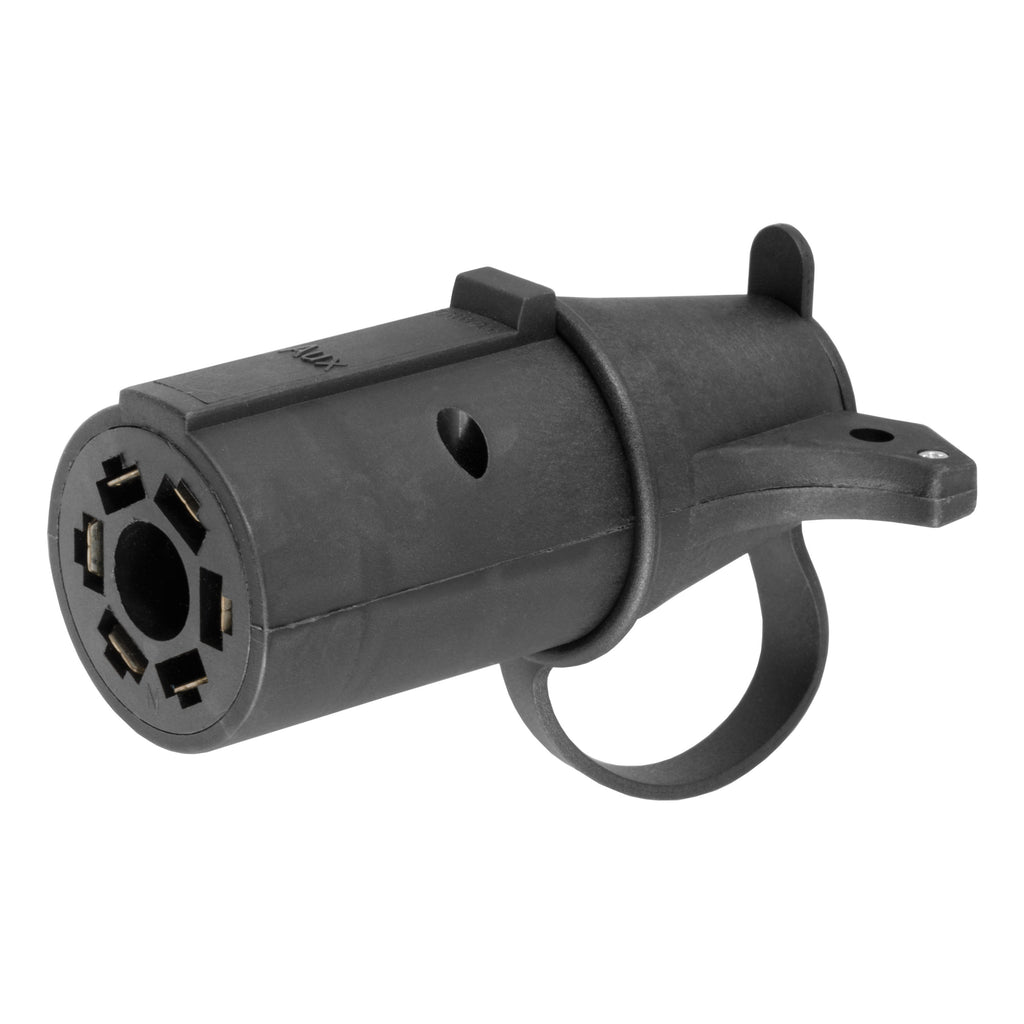 Adapter With Tester (7-Way RV Blade To 6-Round Trailer Center Pin Auxiliary)