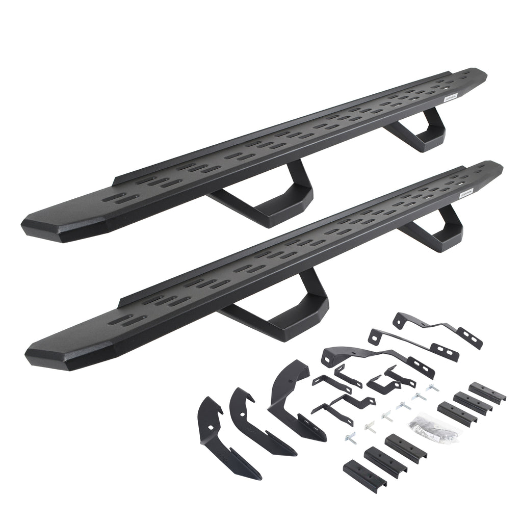 Go Rhino 6960428020PC - RB30 Running Boards With Mounting Brackets & 2 Pairs Of Drops Steps Kit - Textured Black