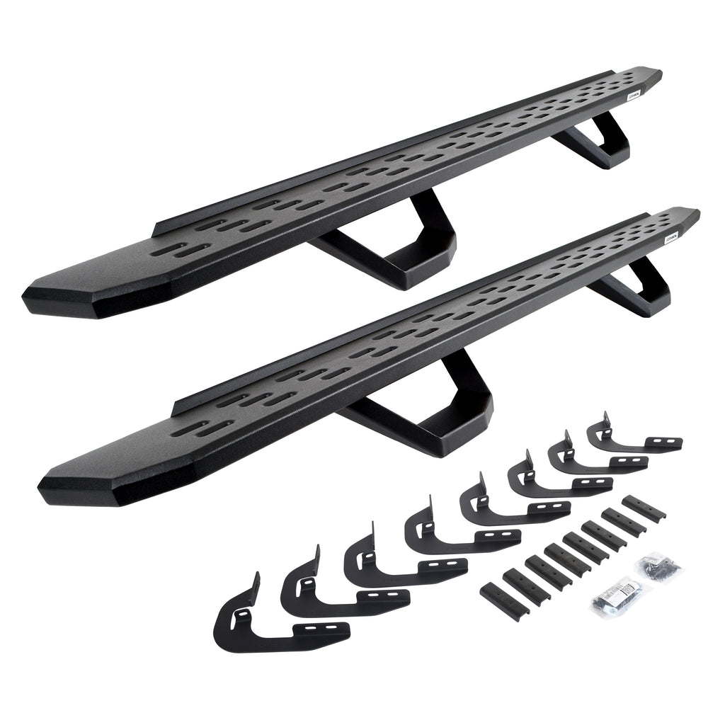 Go Rhino 6960478720PC - RB30 Running Boards With Mounting Brackets & 2 Pairs Of Drops Steps Kit - Textured Black