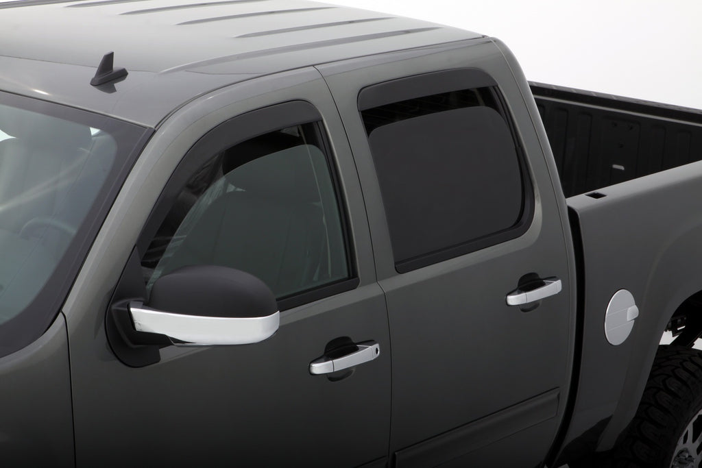 Auto Ventshade 894007 Low Profile Dark Smoke Ventvisor Side Window Deflector 4-Piece Set For 2007-2013 Silverado/Sierra 1500 2007-2014 Silverado/Sierra 2500HD-3500HD With Crew Cab 2007-2014 Yukon XL/Suburban 2007-2013 Avalanche
