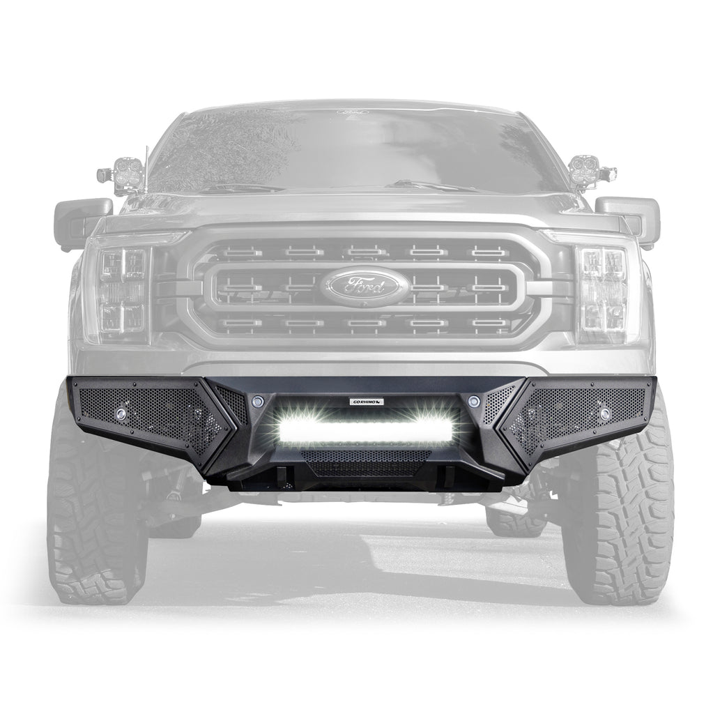 Go Rhino 343981T - Element Front Bumper With Power Actuated Hide-Away Light Bar Mount - Textured Black
