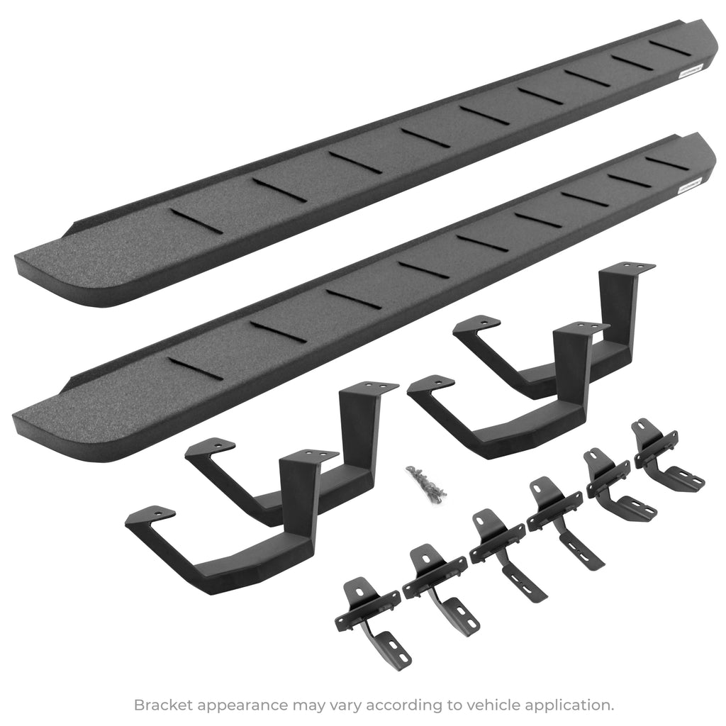 Go Rhino - 6343068020T - RB10 Running Boards With Mounting Brackets & 2 Pairs Of Drop Steps Kit - Protective Bedliner Coating