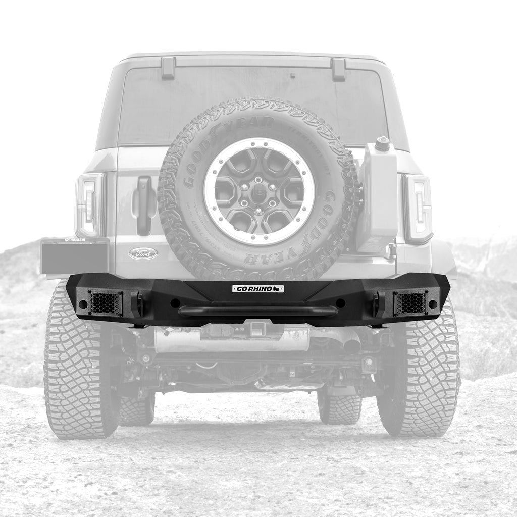 Go Rhino 371200T - Rockline Rear Full Width Bumper For Ford Bronco - Textured Black