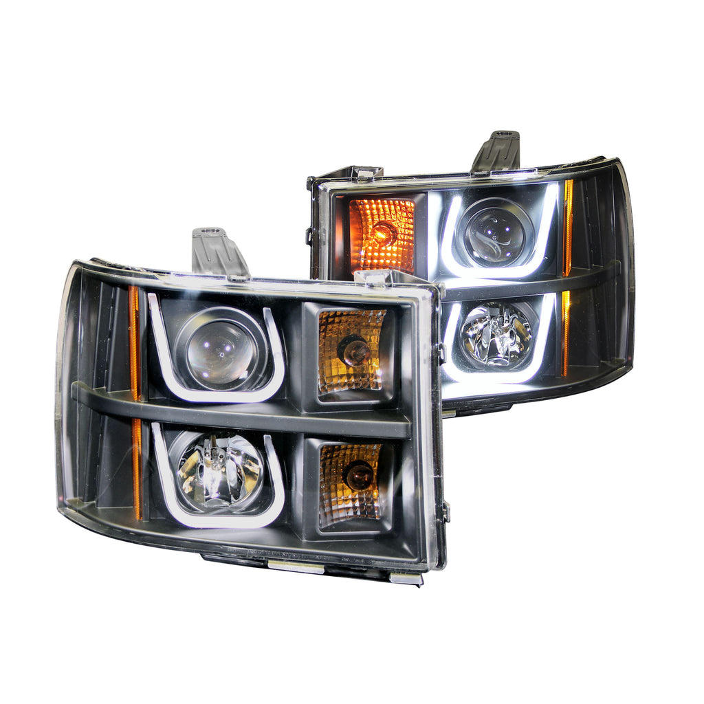 ANZO USA-111284 | Projector Headlight Set; Clear Lens; Black Housing;Pair w/U-Bar;