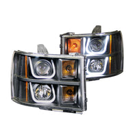 ANZO USA-111284 | Projector Headlight Set; Clear Lens; Black Housing;Pair w/U-Bar;