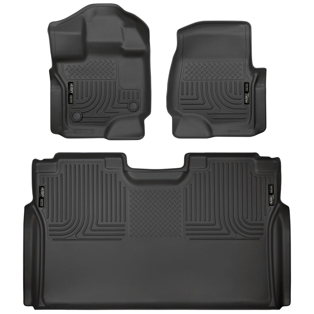 Husky Liners 94041 | Husky Liners Front & 2nd Seat Floor Liners; Front & 2nd Seat Floor Liners, Fits 15-C F150 SUPERCREW FRONT & 2ND SEAT FLOOR LINERS WEATHERBEATER SERIES BLACK