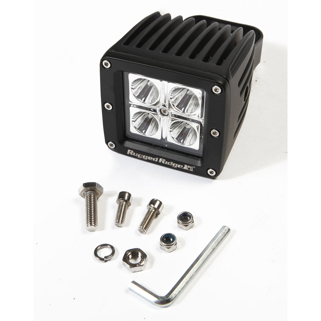 Rugged Ridge 15209.03 | 3 Inch Square LED Driving Light, 16 Watt, 840 Lumens