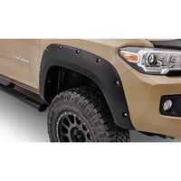 Bushwacker 30047-02 Black Pocket/Rivet Style Smooth Finish Front Fender Flares for 2016-2022 Toyota Tacoma