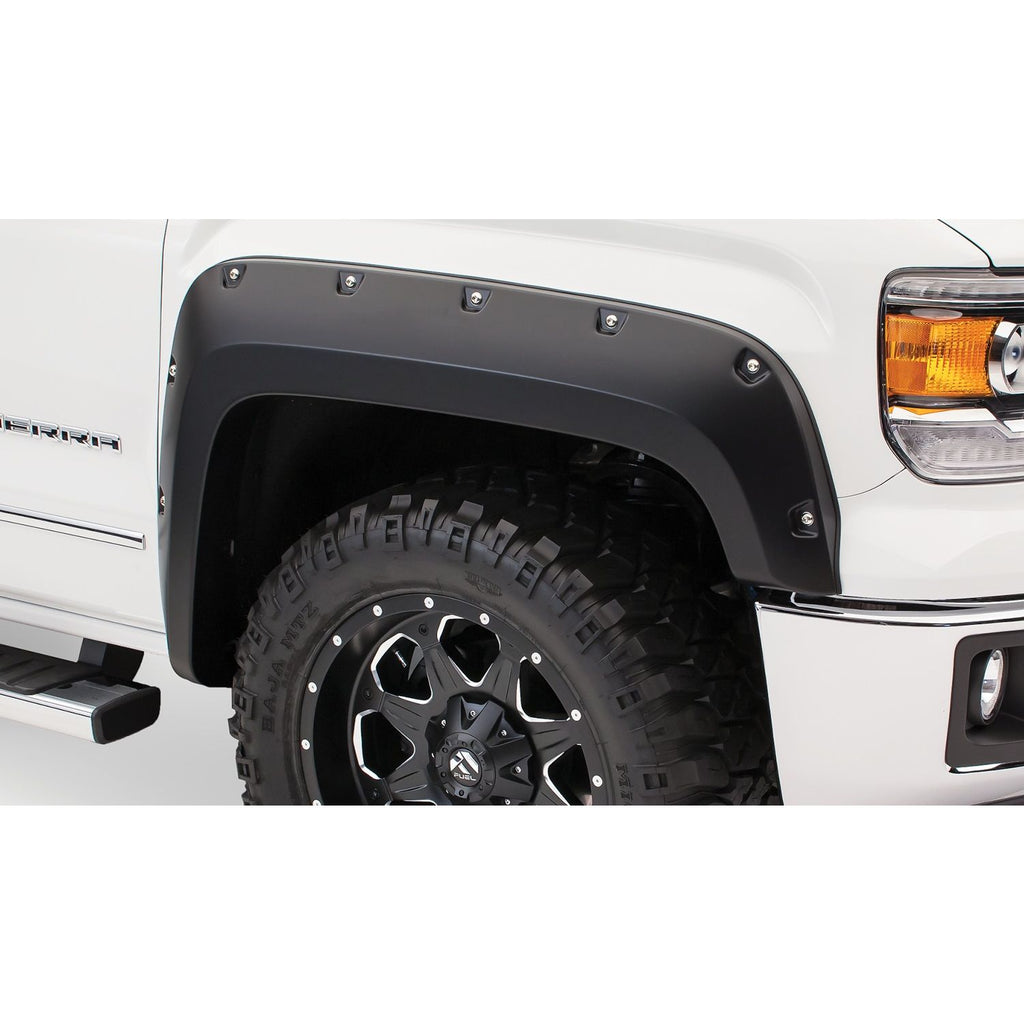 Bushwacker 40121-02 Black Pocket/Rivet Style Smooth Finish Front Fender Flares for 2014-2018 GMC Sierra 1500