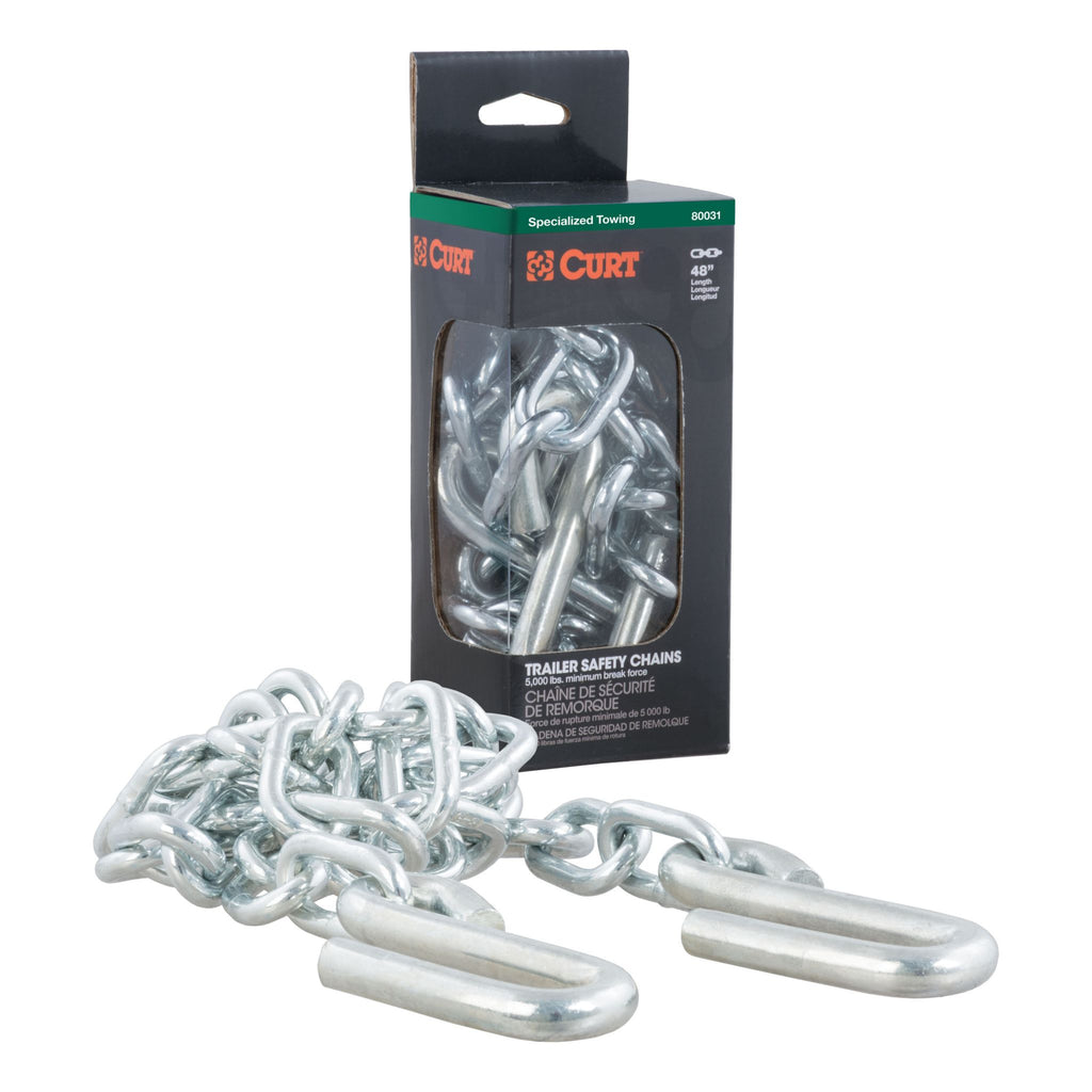 48" Safety Chain with 2 S-Hooks (5000 lbs Clear Zinc Packaged)