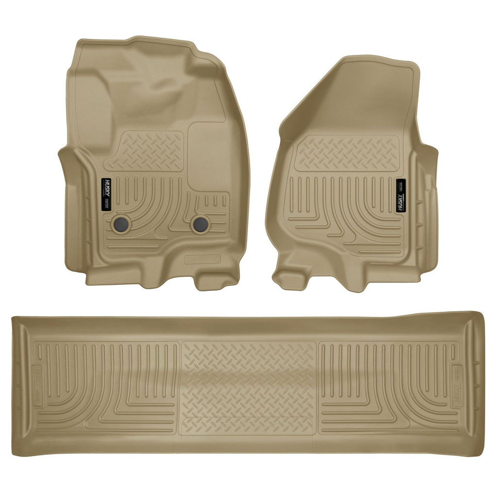 Husky Liners 99713 | Husky Liners Front & 2nd Seat Floor Liners (Footwell Coverage), Fits 12-16 F250/F350/F450 SUPER DUTY CREW CAB(W/O MAN TRANSFER) FRONT/2ND SEAT FLOOR LINERS TAN