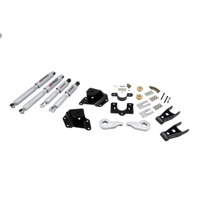 BELLTECH 659SP LOWERING KITS  Front And Rear Complete Kit W/ Street Performance Shocks 2005-2006 Chevrolet Silverado/Sierra (Ext Cab w/ Factory Front Torsion bar) 1 in. or 2 in. F/4 in. R drop W/ Street Performance Shocks